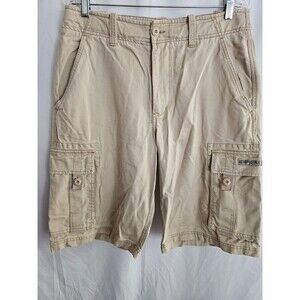 Aeropostale Military Cargo Shorts Size 32 VTG Faded Tan Canvas A87 Skater Grunge